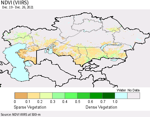 Kazakhstan NDVI (VIIRS) Thematic Map For 12/19/2021 - 12/26/2021
