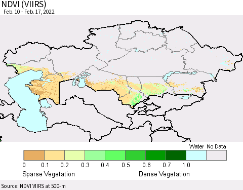 Kazakhstan NDVI (VIIRS) Thematic Map For 2/10/2022 - 2/17/2022