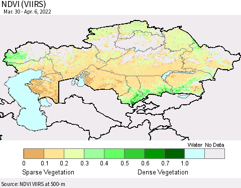 Kazakhstan NDVI (VIIRS) Thematic Map For 3/30/2022 - 4/6/2022