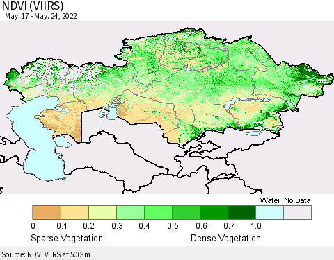 Kazakhstan NDVI (VIIRS) Thematic Map For 5/17/2022 - 5/24/2022