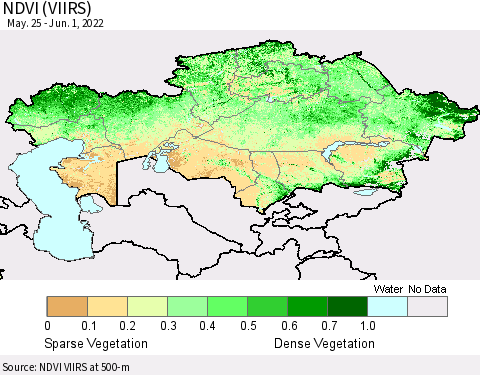 Kazakhstan NDVI (VIIRS) Thematic Map For 5/25/2022 - 6/1/2022