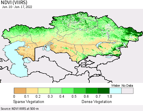 Kazakhstan NDVI (VIIRS) Thematic Map For 6/10/2022 - 6/17/2022