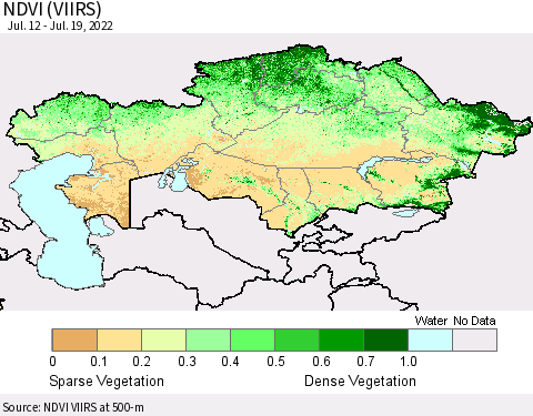 Kazakhstan NDVI (VIIRS) Thematic Map For 7/12/2022 - 7/19/2022