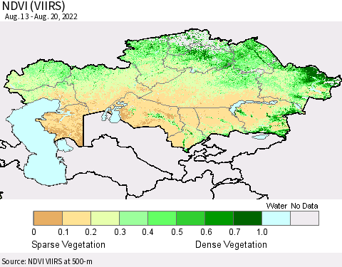 Kazakhstan NDVI (VIIRS) Thematic Map For 8/13/2022 - 8/20/2022