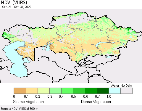 Kazakhstan NDVI (VIIRS) Thematic Map For 10/24/2022 - 10/31/2022