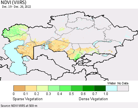 Kazakhstan NDVI (VIIRS) Thematic Map For 12/19/2022 - 12/26/2022
