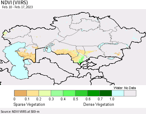 Kazakhstan NDVI (VIIRS) Thematic Map For 2/10/2023 - 2/17/2023