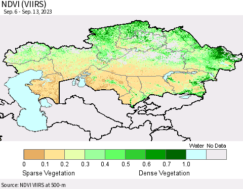 Kazakhstan NDVI (VIIRS) Thematic Map For 9/6/2023 - 9/13/2023