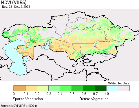 Kazakhstan NDVI (VIIRS) Thematic Map For 11/25/2023 - 12/2/2023