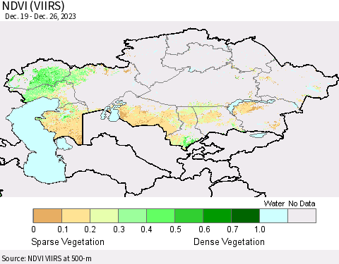 Kazakhstan NDVI (VIIRS) Thematic Map For 12/19/2023 - 12/26/2023