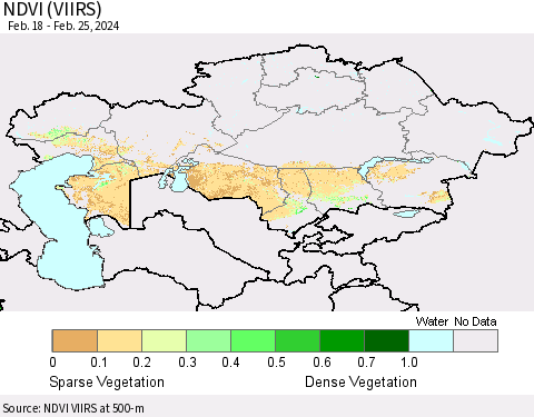 Kazakhstan NDVI (VIIRS) Thematic Map For 2/18/2024 - 2/25/2024