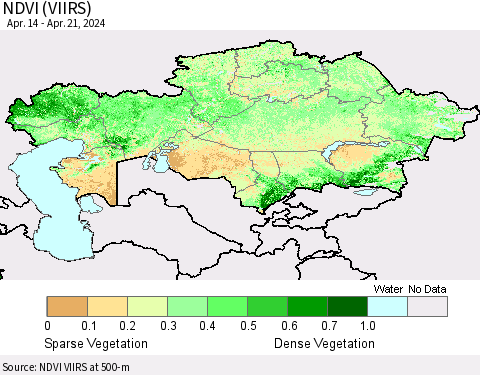 Kazakhstan NDVI (VIIRS) Thematic Map For 4/14/2024 - 4/21/2024