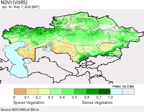 Kazakhstan NDVI (VIIRS) Thematic Map For 4/30/2024 - 5/7/2024