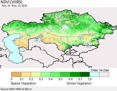 Kazakhstan NDVI (VIIRS) Thematic Map For 5/16/2024 - 5/23/2024