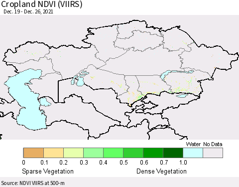 Kazakhstan Cropland NDVI (VIIRS) Thematic Map For 12/19/2021 - 12/26/2021