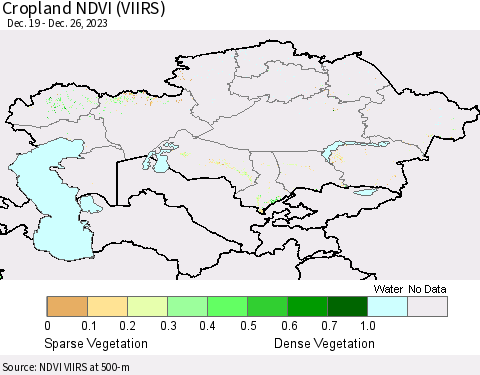 Kazakhstan Cropland NDVI (VIIRS) Thematic Map For 12/19/2023 - 12/26/2023