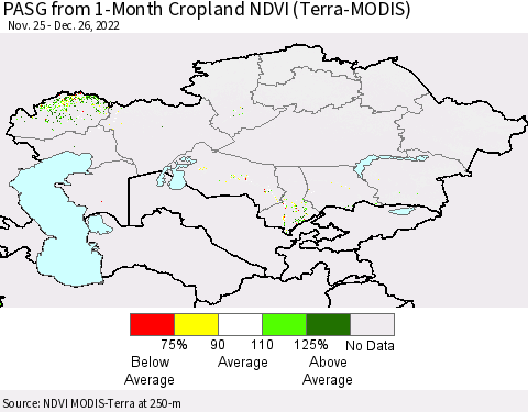 Kazakhstan PASG from 1-Month Cropland NDVI (Terra-MODIS) Thematic Map For 12/19/2022 - 12/26/2022