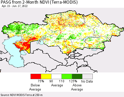 Kazakhstan PASG from 2-Month NDVI (Terra-MODIS) Thematic Map For 6/10/2022 - 6/17/2022
