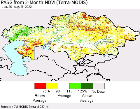 Kazakhstan PASG from 2-Month NDVI (Terra-MODIS) Thematic Map For 8/21/2022 - 8/28/2022