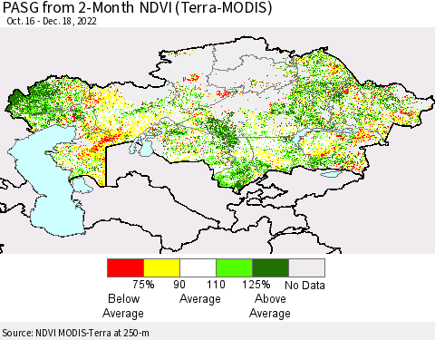 Kazakhstan PASG from 2-Month NDVI (Terra-MODIS) Thematic Map For 12/11/2022 - 12/18/2022