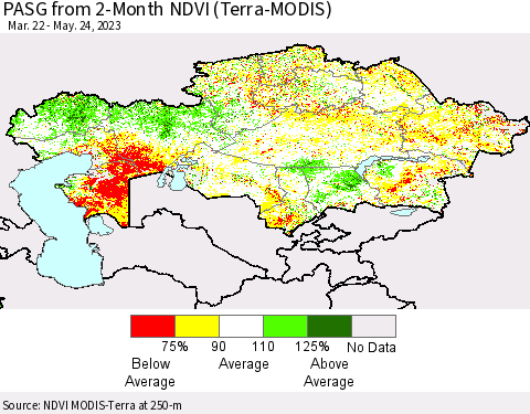 Kazakhstan PASG from 2-Month NDVI (Terra-MODIS) Thematic Map For 5/17/2023 - 5/24/2023
