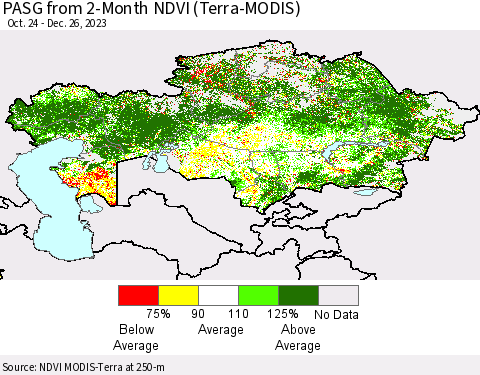 Kazakhstan PASG from 2-Month NDVI (Terra-MODIS) Thematic Map For 12/19/2023 - 12/26/2023