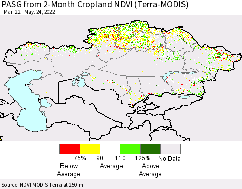 Kazakhstan PASG from 2-Month Cropland NDVI (Terra-MODIS) Thematic Map For 5/17/2022 - 5/24/2022