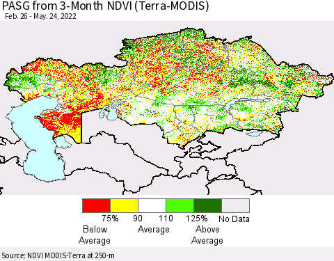 Kazakhstan PASG from 3-Month NDVI (Terra-MODIS) Thematic Map For 5/17/2022 - 5/24/2022