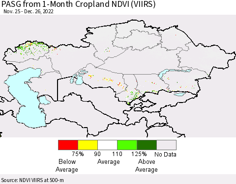 Kazakhstan PASG from 1-Month Cropland NDVI (VIIRS) Thematic Map For 12/19/2022 - 12/26/2022