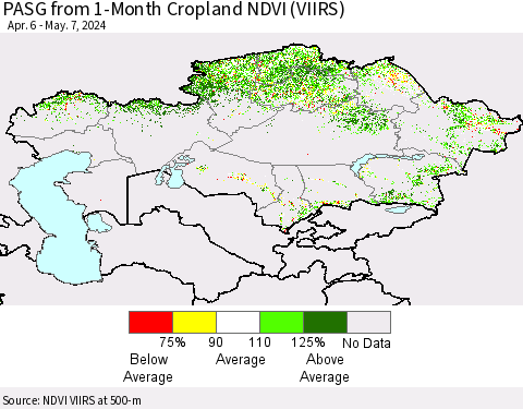 Kazakhstan PASG from 1-Month Cropland NDVI (VIIRS) Thematic Map For 4/30/2024 - 5/7/2024