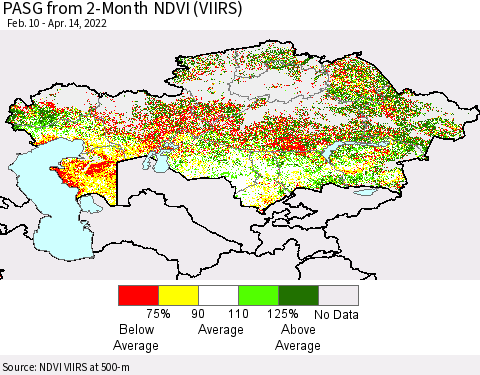 Kazakhstan PASG from 2-Month NDVI (VIIRS) Thematic Map For 4/7/2022 - 4/14/2022