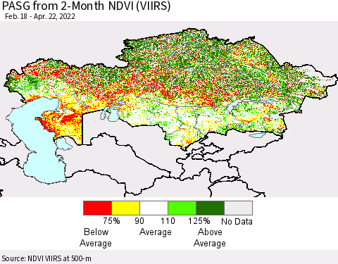 Kazakhstan PASG from 2-Month NDVI (VIIRS) Thematic Map For 4/15/2022 - 4/22/2022