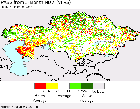 Kazakhstan PASG from 2-Month NDVI (VIIRS) Thematic Map For 5/9/2022 - 5/16/2022