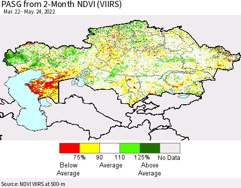 Kazakhstan PASG from 2-Month NDVI (VIIRS) Thematic Map For 5/17/2022 - 5/24/2022