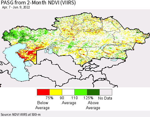 Kazakhstan PASG from 2-Month NDVI (VIIRS) Thematic Map For 6/2/2022 - 6/9/2022