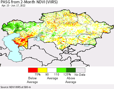 Kazakhstan PASG from 2-Month NDVI (VIIRS) Thematic Map For 6/10/2022 - 6/17/2022