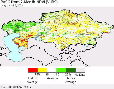 Kazakhstan PASG from 2-Month NDVI (VIIRS) Thematic Map For 6/26/2022 - 7/3/2022