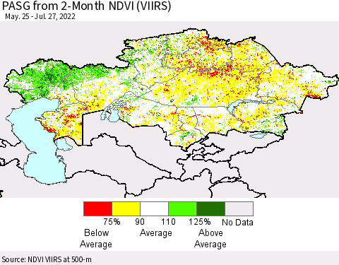 Kazakhstan PASG from 2-Month NDVI (VIIRS) Thematic Map For 7/20/2022 - 7/27/2022