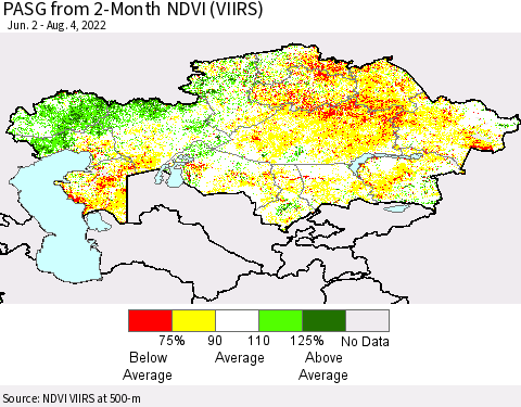 Kazakhstan PASG from 2-Month NDVI (VIIRS) Thematic Map For 7/28/2022 - 8/4/2022