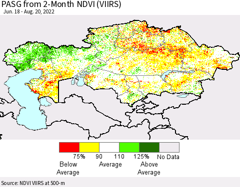 Kazakhstan PASG from 2-Month NDVI (VIIRS) Thematic Map For 8/13/2022 - 8/20/2022
