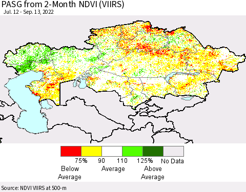 Kazakhstan PASG from 2-Month NDVI (VIIRS) Thematic Map For 9/6/2022 - 9/13/2022