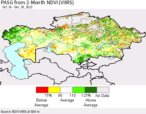 Kazakhstan PASG from 2-Month NDVI (VIIRS) Thematic Map For 12/11/2022 - 12/18/2022