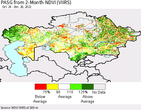 Kazakhstan PASG from 2-Month NDVI (VIIRS) Thematic Map For 12/19/2022 - 12/26/2022