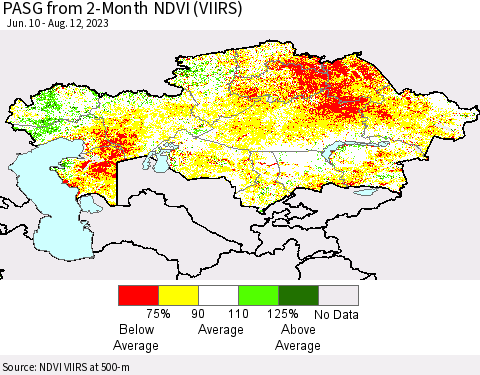 Kazakhstan PASG from 2-Month NDVI (VIIRS) Thematic Map For 8/5/2023 - 8/12/2023