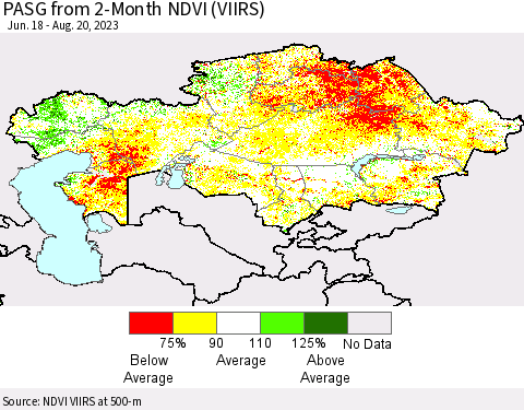 Kazakhstan PASG from 2-Month NDVI (VIIRS) Thematic Map For 8/13/2023 - 8/20/2023