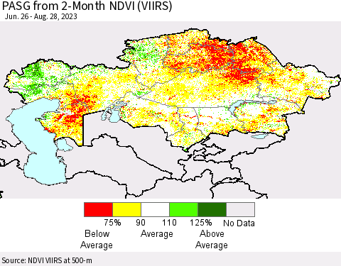 Kazakhstan PASG from 2-Month NDVI (VIIRS) Thematic Map For 8/21/2023 - 8/28/2023