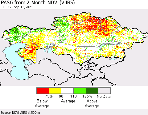 Kazakhstan PASG from 2-Month NDVI (VIIRS) Thematic Map For 9/6/2023 - 9/13/2023
