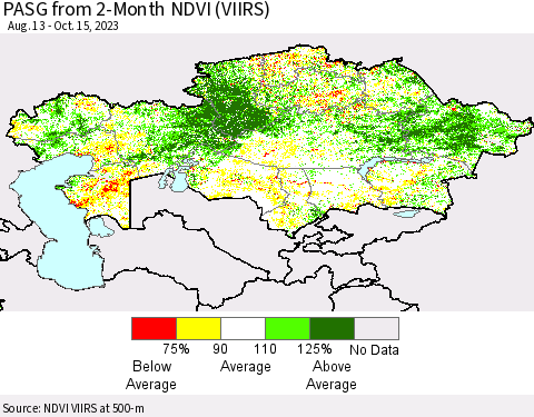 Kazakhstan PASG from 2-Month NDVI (VIIRS) Thematic Map For 10/8/2023 - 10/15/2023