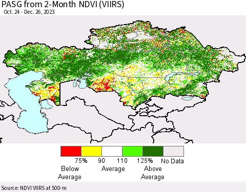 Kazakhstan PASG from 2-Month NDVI (VIIRS) Thematic Map For 12/19/2023 - 12/26/2023