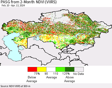 Kazakhstan PASG from 2-Month NDVI (VIIRS) Thematic Map For 4/6/2024 - 4/13/2024